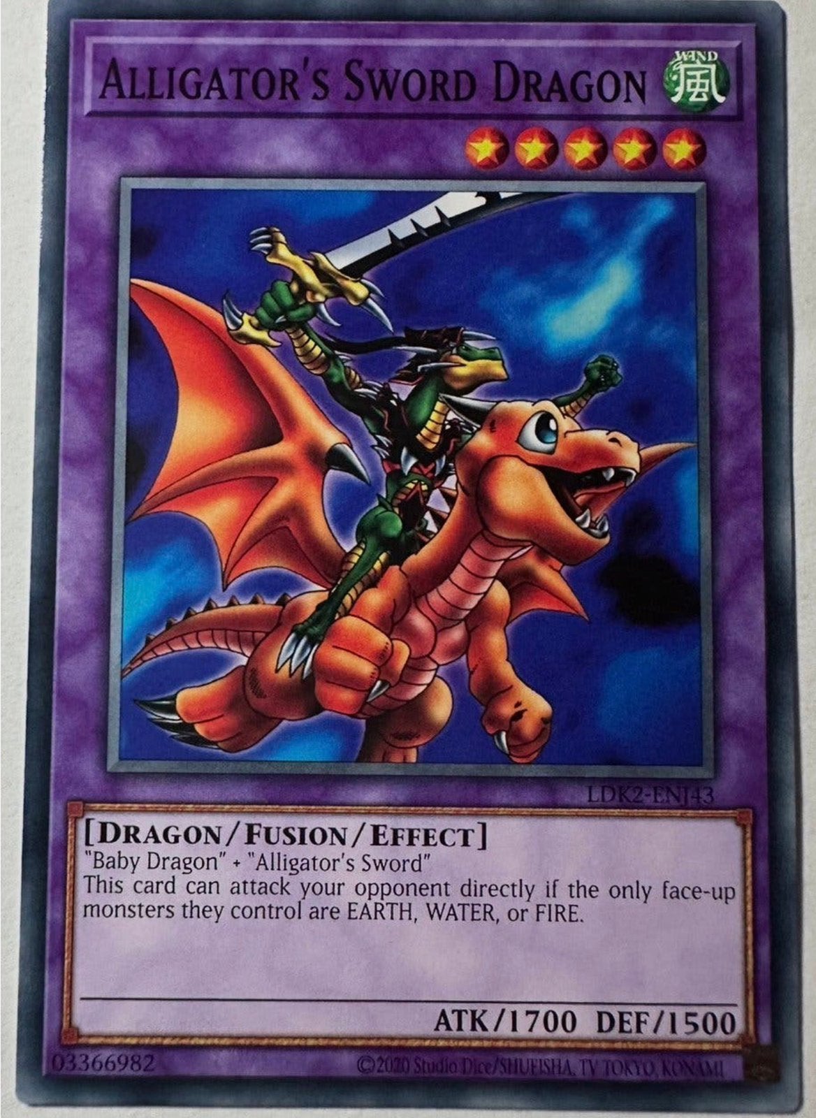 Yu-Gi-Oh! Alligator’s Sword Dragon Legendary Print !, Hobby en Vrije tijd, Ophalen of Verzenden, Zo goed als nieuw, Losse kaart