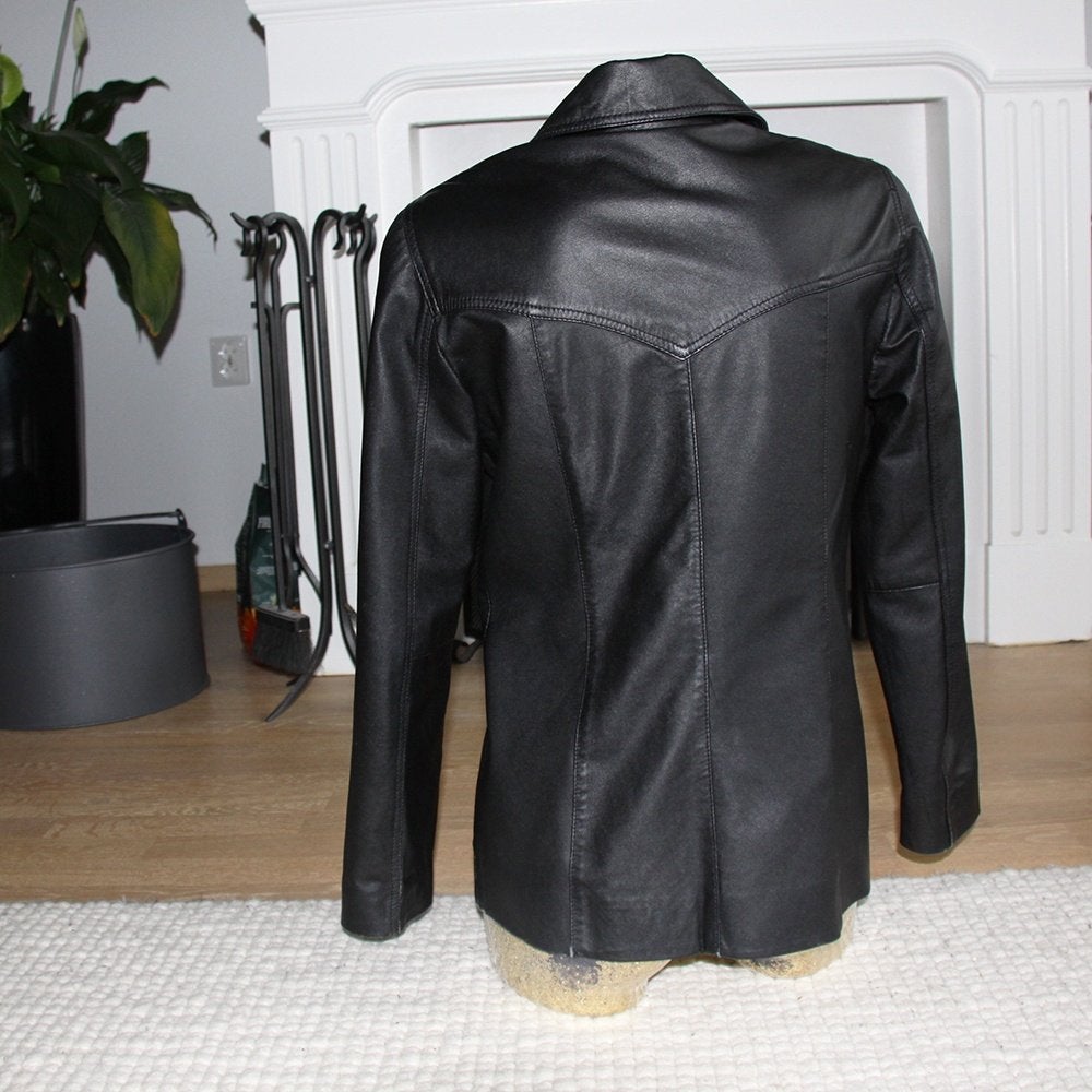 Zwart Soepel Leren Dames Jasje (S) € 55,-, Zwart, Ophalen of Verzenden, Maat 36 (S), Onbekend