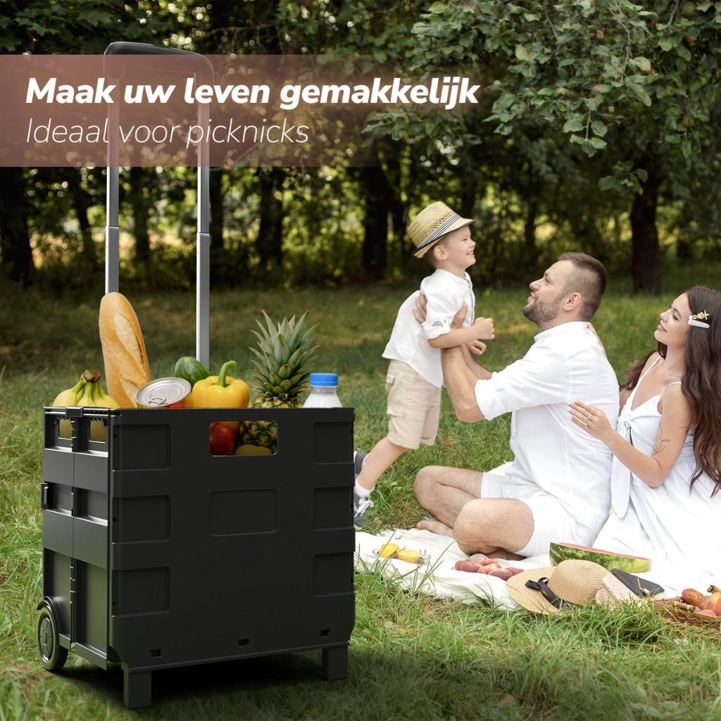 Boodschappentrolley 50L – Opvouwbare Boodschappenkrat, Sieraden, Tassen en Uiterlijk, Tassen | Reistassen en Weekendtassen, Nieuw