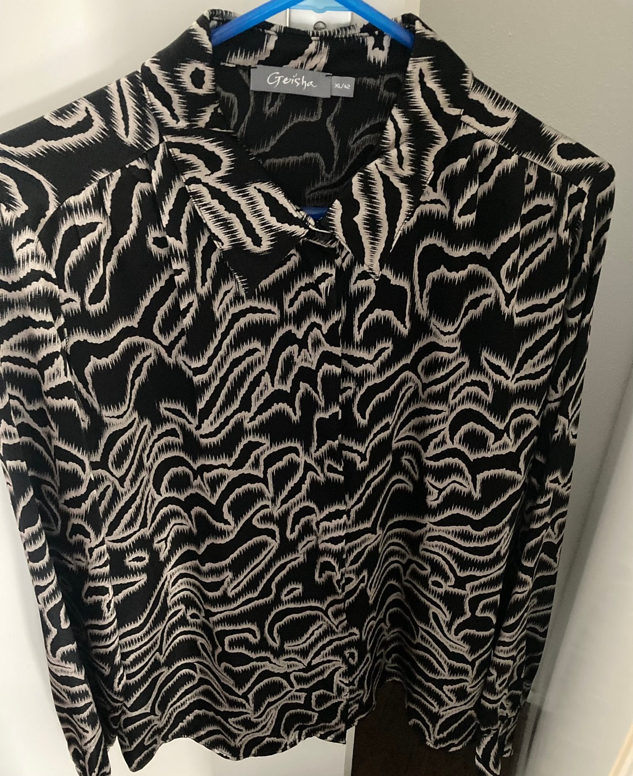 Geisha blouse zwart ecru 42 XL, Ophalen of Verzenden, Zo goed als nieuw, Maat 42/44 (L), Zwart