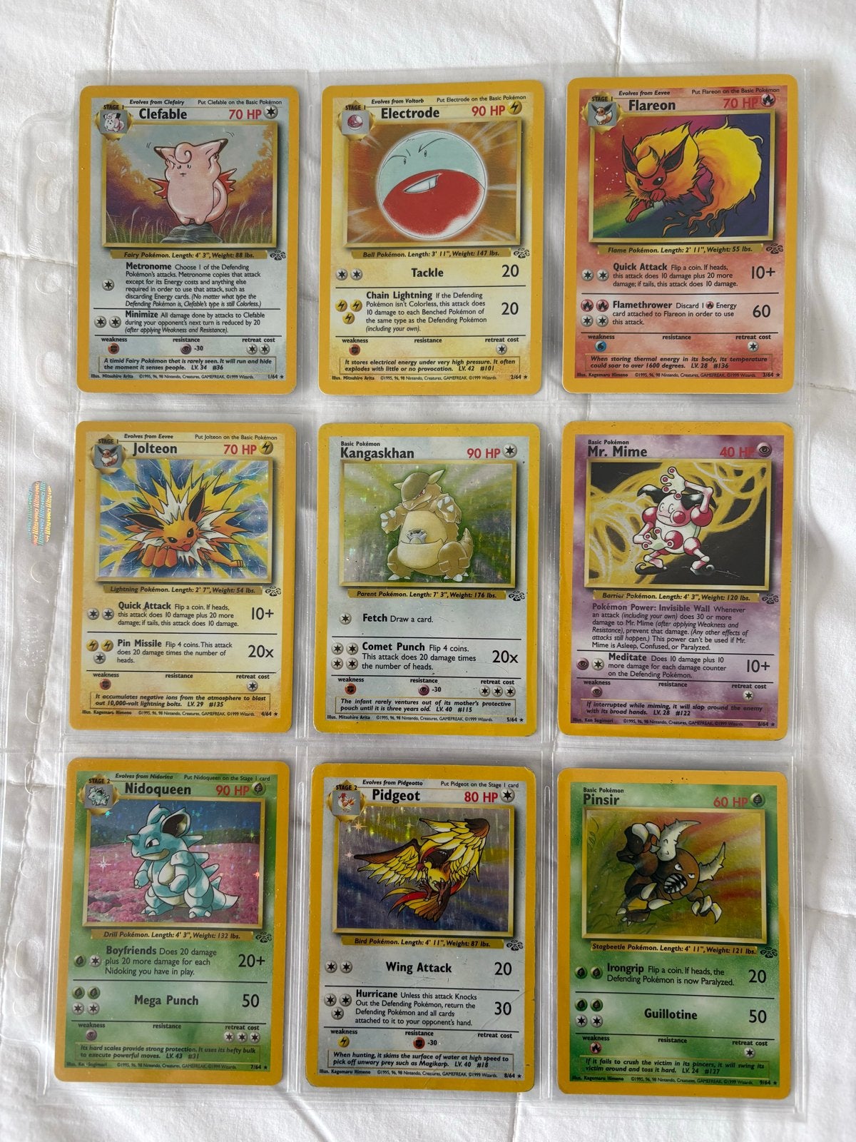 Pokemon kaarten base jungle set compleet, Ophalen of Verzenden, Gebruikt, Meerdere kaarten