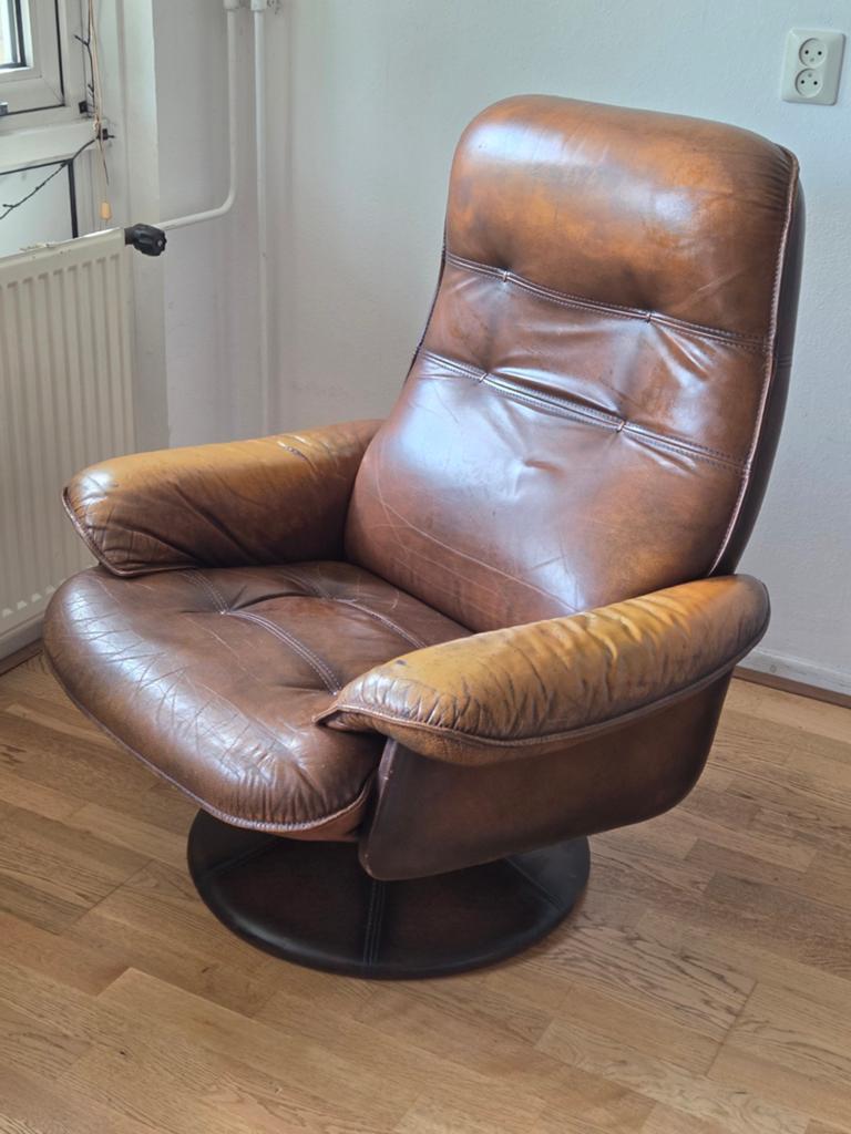 Comfortabele Leren Recliner Fauteuil met Patina, Ophalen, Gebruikt, Bruin, Klassiek