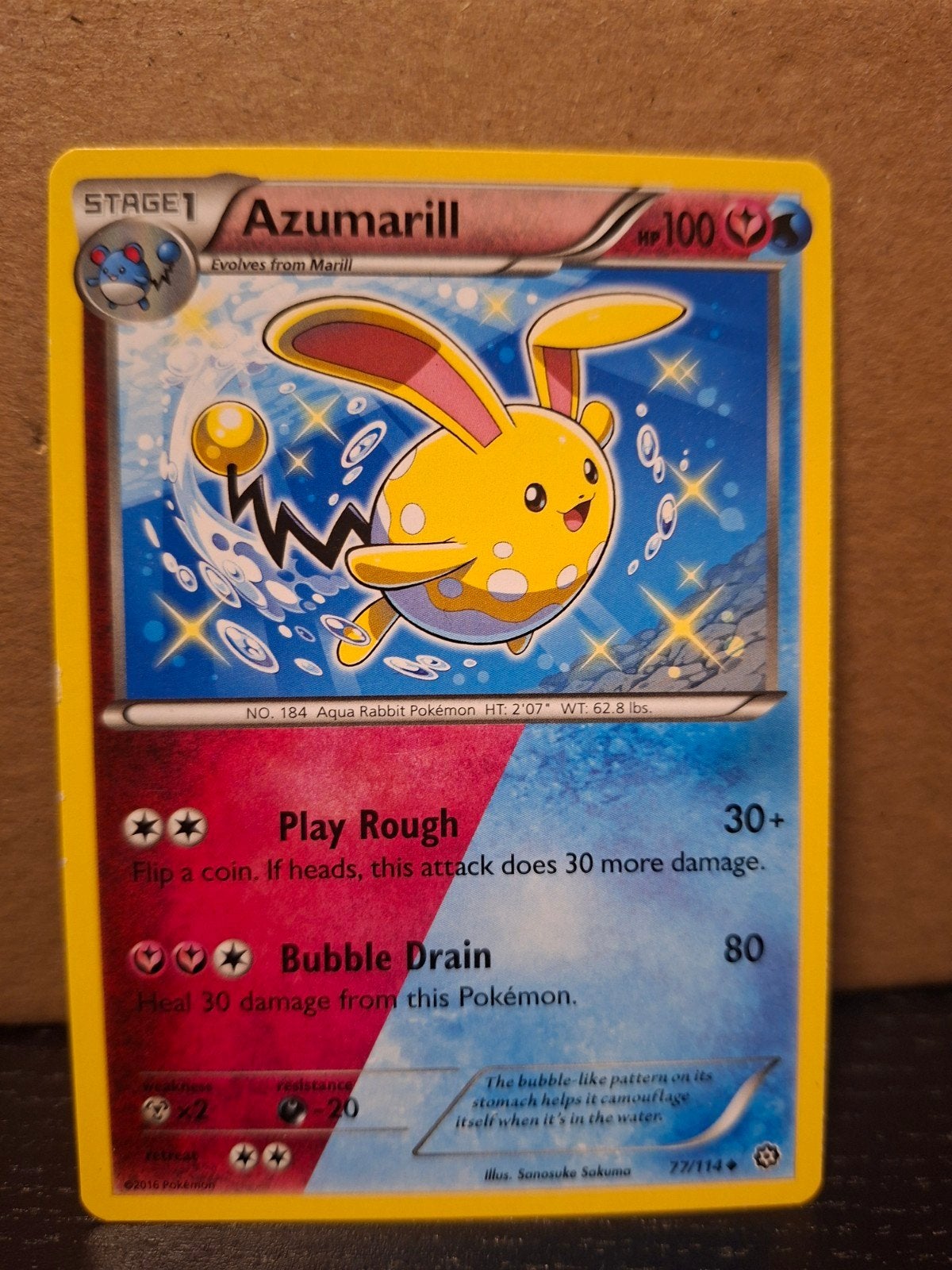 Azumarill 77/114 EX Pokémon Kaart, Ophalen of Verzenden, Gebruikt, Losse kaart