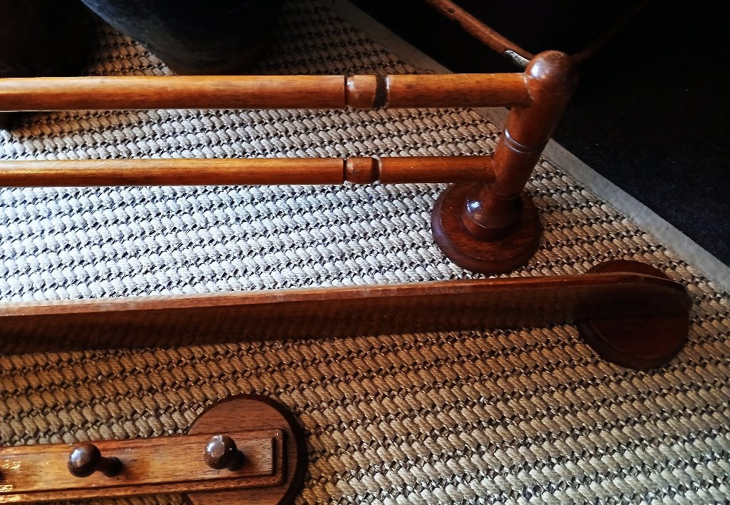 Set teakhout badkamer handdoekrek planchet en kapstok, Antiek en Kunst, Ophalen of Verzenden