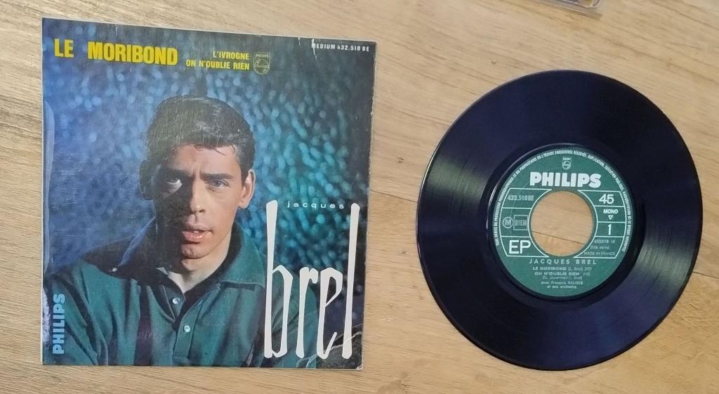 45 toeren plaatje single EP JACQUES BREL (le moribord), Gebruikt, 7 inch, Ophalen of Verzenden, 1970 - 1979