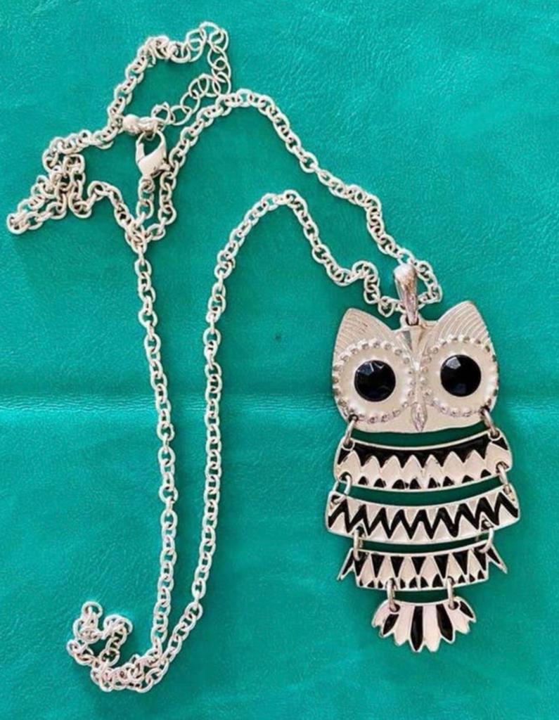 Leuke zilverkleurige ketting met een uilenhanger., Overige kleuren, Ophalen of Verzenden, Zo goed als nieuw, Overige materialen