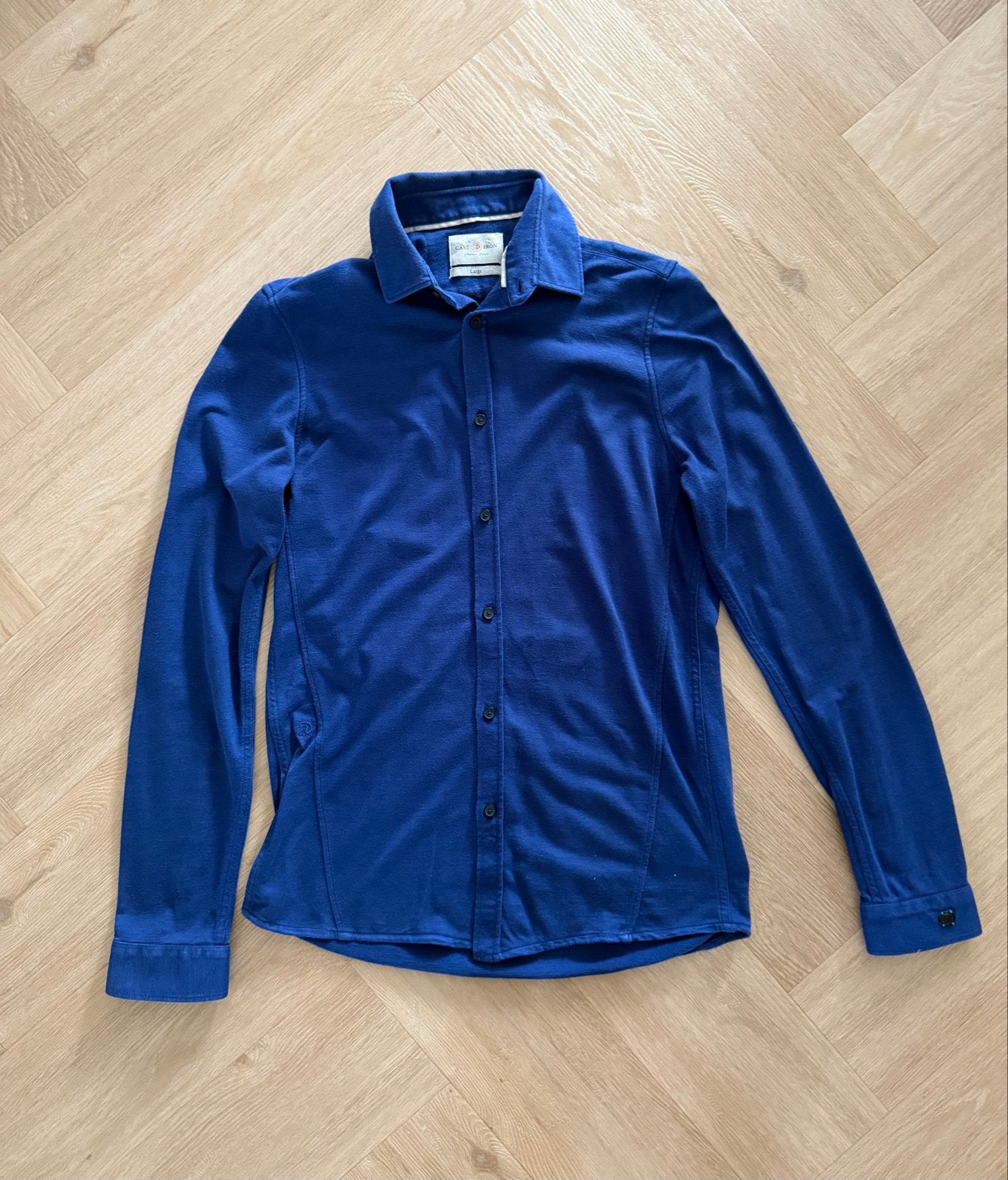 Cast Iron Heren Overhemd - Maat L - Blauw, Ophalen of Verzenden, Gedragen, Blauw, Halswijdte 41/42 (L)