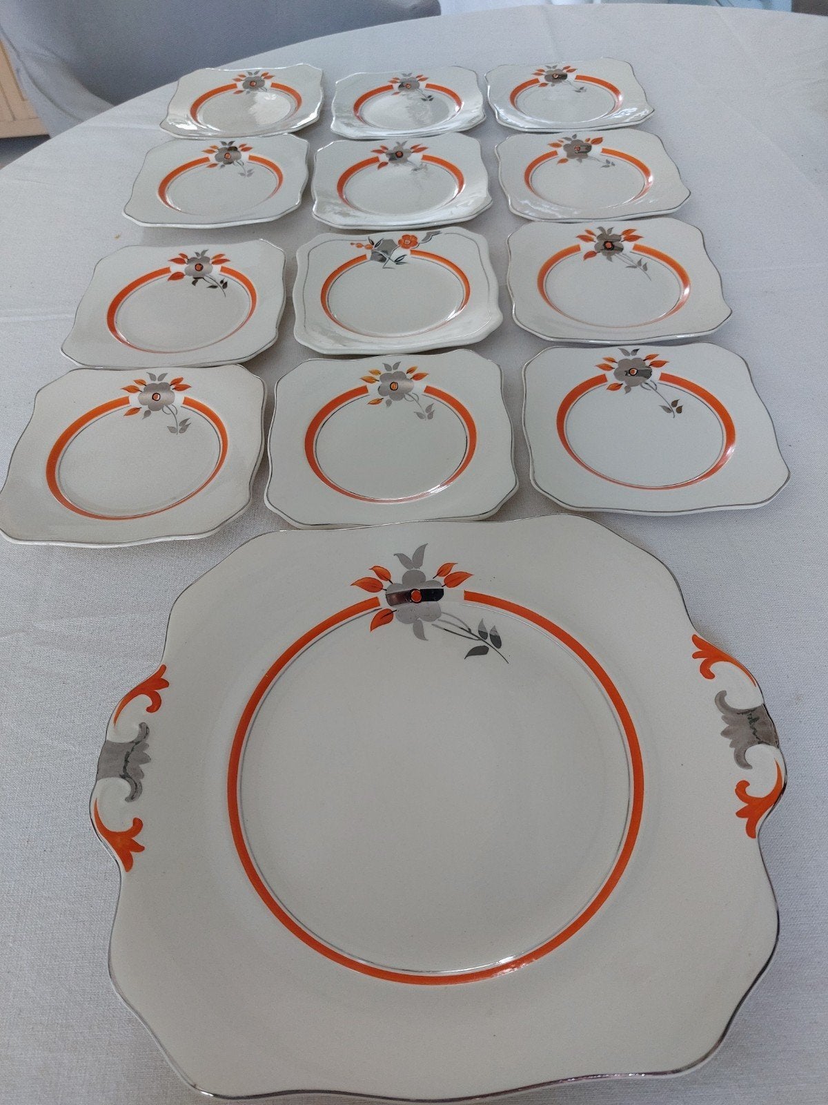 Antiek Art Deco Gebaksservies - 13-delig., Ophalen