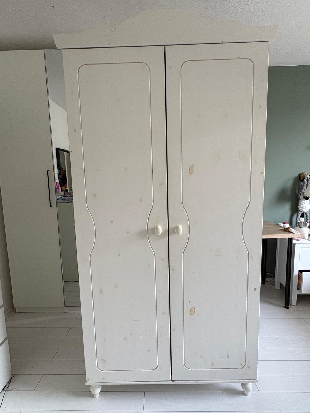 Witte kleding kast, Ophalen, Met deur(en), Gebruikt, 50 tot 100 cm