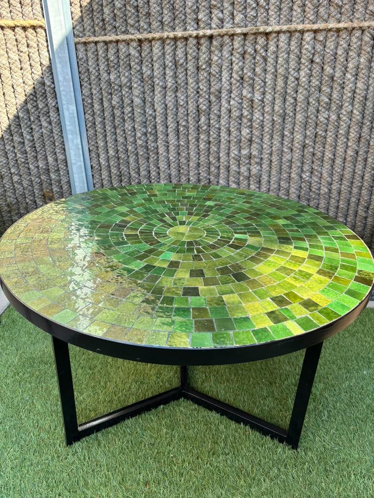 Marokkaanse Geglazuurde Zellige / Mozaïek tafel Ø80cm, Ophalen, Nieuw, Rond