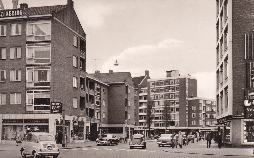 739K Rotterdam Meent vanaf Goudsesingel, Fiat 600, Ophalen of Verzenden, 1940 tot 1960, Ongelopen, Zuid-Holland