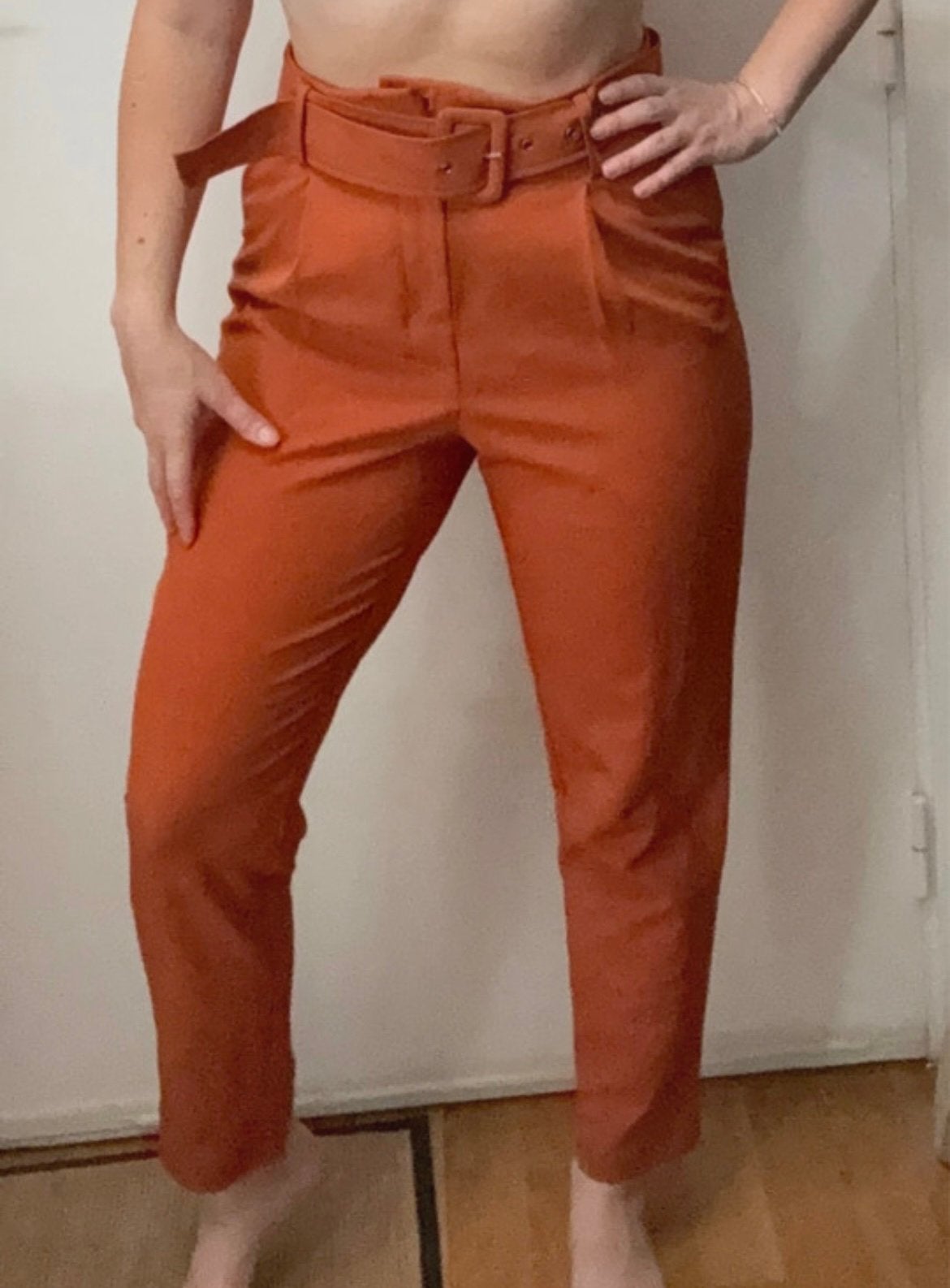 Cognac kleurige broek maat 38, Maat 38/40 (M), Bruin, Ophalen of Verzenden, Zo goed als nieuw