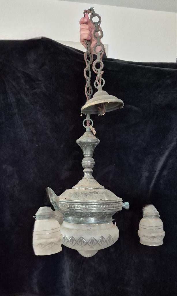 Grote koperen messing antieke lamp, Ophalen
