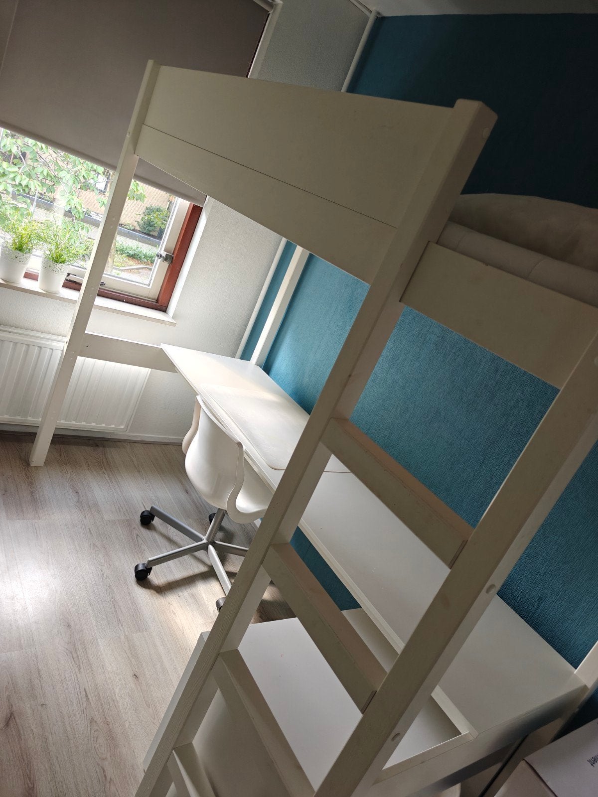 Hoogslaper met bureau, Ophalen, Gebruikt, Eenpersoons, 90 cm