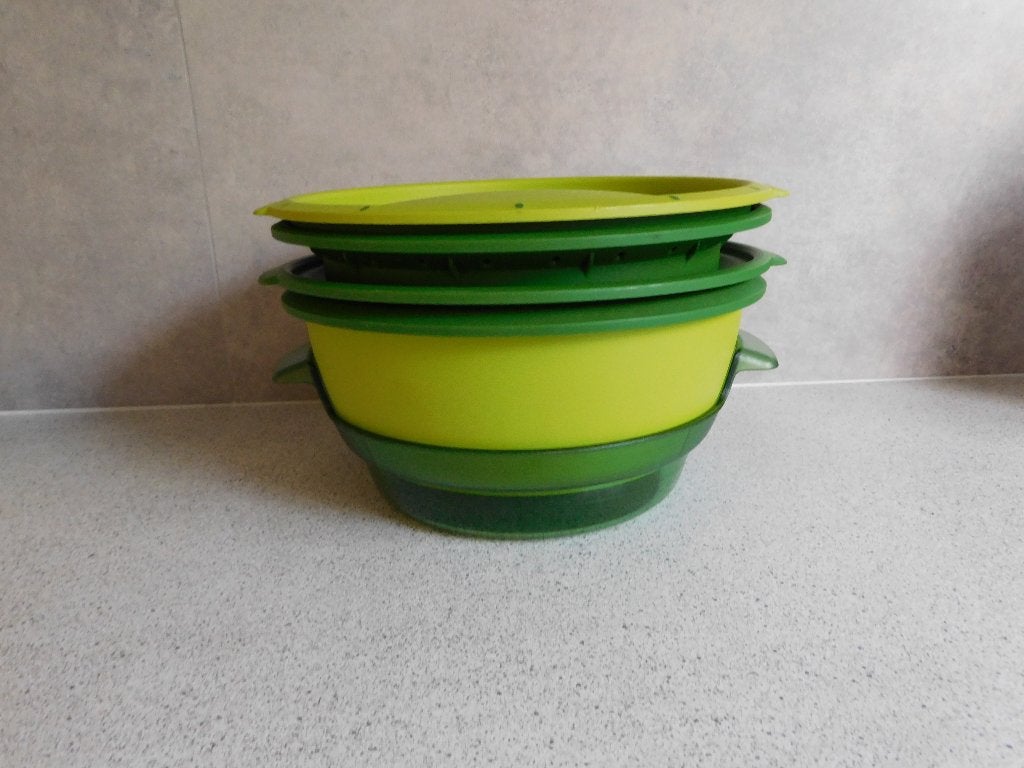Tupperware Micro Gourmet Stomer 5-delig Groen, Huis en Inrichting, Met compartimenten, Overige typen, Ophalen of Verzenden, Zo goed als nieuw