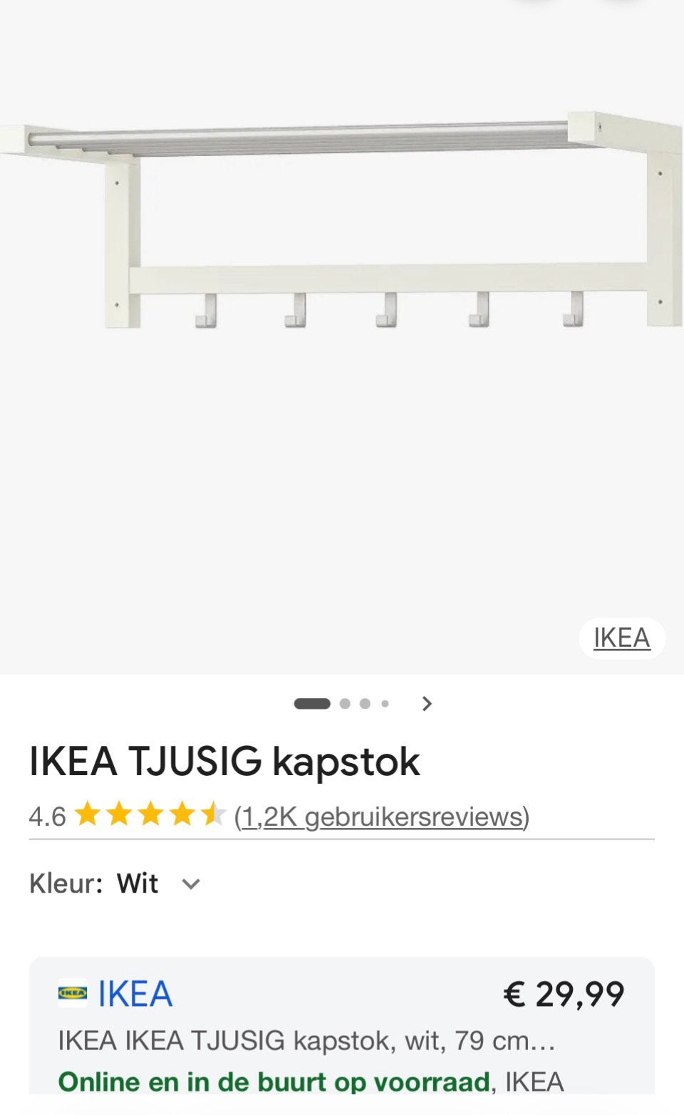 Ikea kapstok Tjusig NIEUW, Nieuw, Minder dan 100 cm, Hout, Ophalen