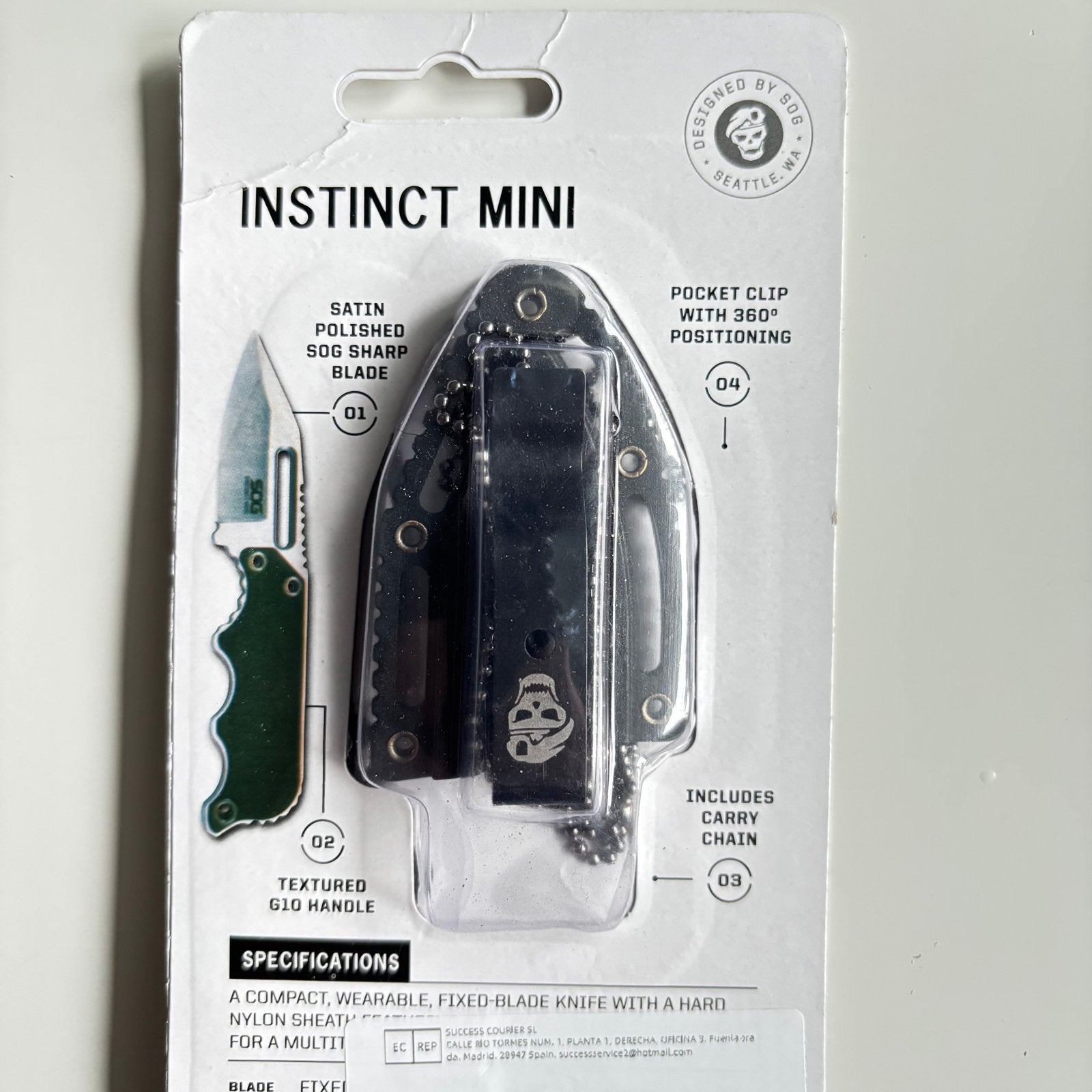 SOG Instinct Mini - Compact vaststaand mes met schede, Ophalen of Verzenden, Nieuw