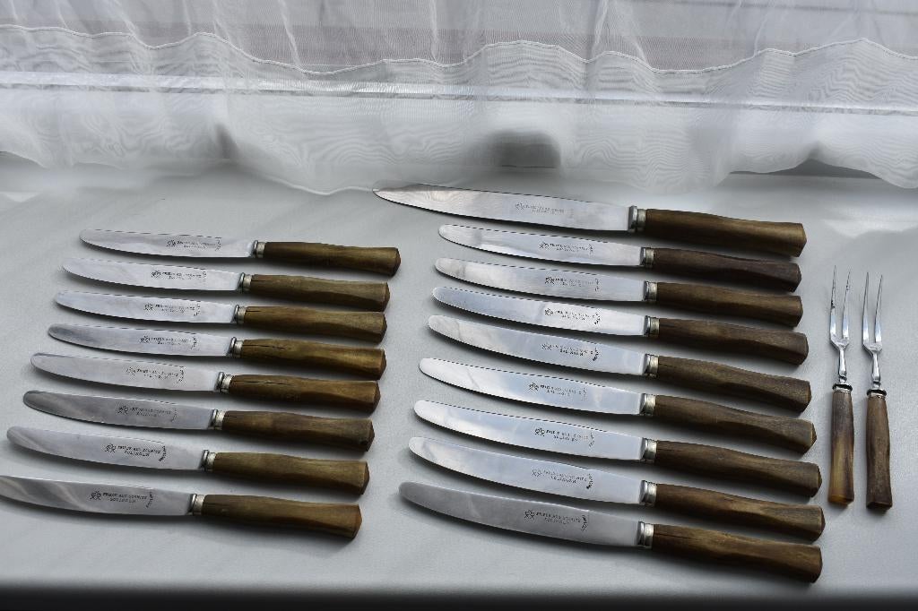 Fried. Aug. Schimtz Solingen messen set met houten handvaten, Ophalen of Verzenden