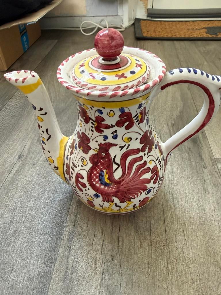 Italiaanse Keramieken Theepot met Haan Ontwerp, Antiek en Kunst, Antiek | Keramiek en Aardewerk, Ophalen of Verzenden