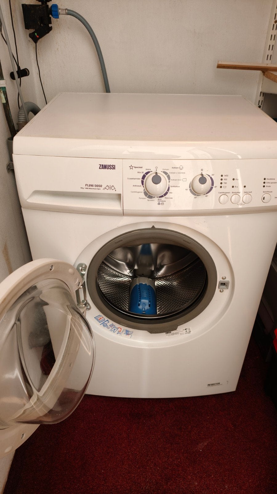 Zanussi wasmachine, Ophalen, 1200 tot 1600 toeren, 85 tot 90 cm