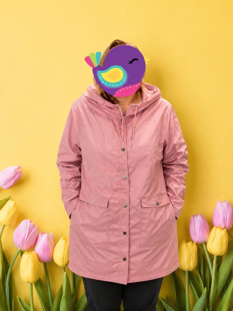 Roze regenjas met capuchon, Ophalen of Verzenden, Gedragen, Maat 42/44 (L), Roze