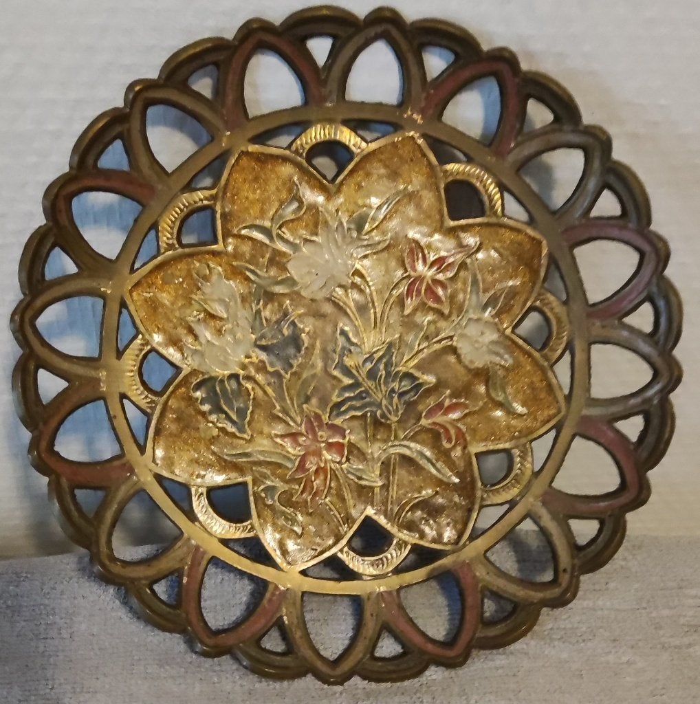 Indiaas (offer)schaaltje met emaille en opengewerkte rand, Antiek en Kunst, Ophalen of Verzenden