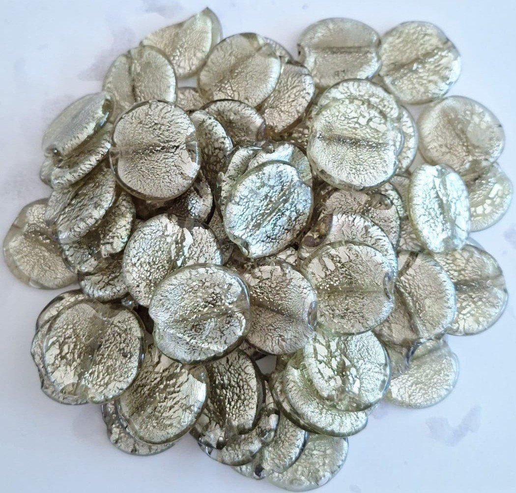 Partij 1 kilo grote silverfoil ronde glaskralen 30 mm 2, Verzenden, Nieuw, Kraal