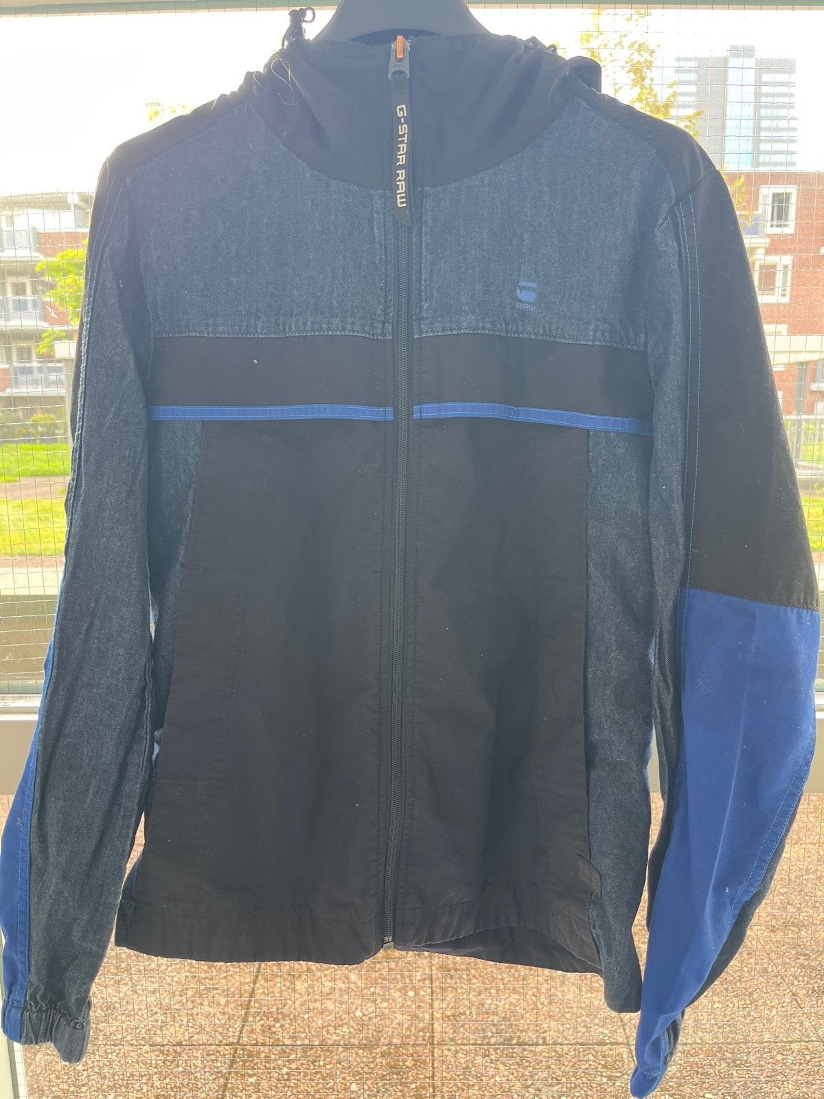 G-Star Raw Jas Maat S - Zwart/Blauw Denim Look, Ophalen of Verzenden, Zo goed als nieuw, Maat 46 (S) of kleiner, Zwart
