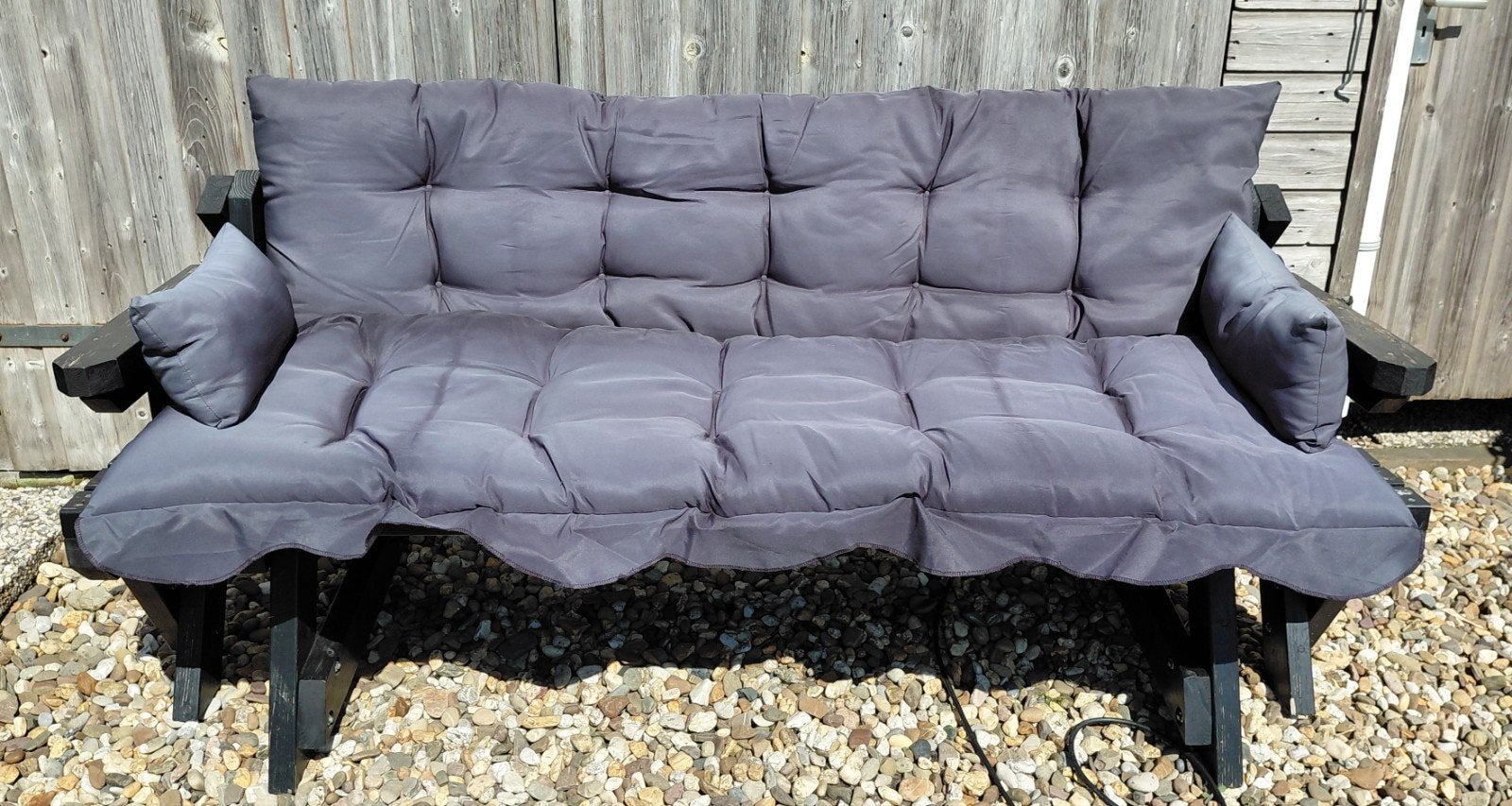 Slimme 2-in-Picknicktafel/Loungebank inclusief kussens, Ophalen, Rechthoekig, Hout, Inklapbaar