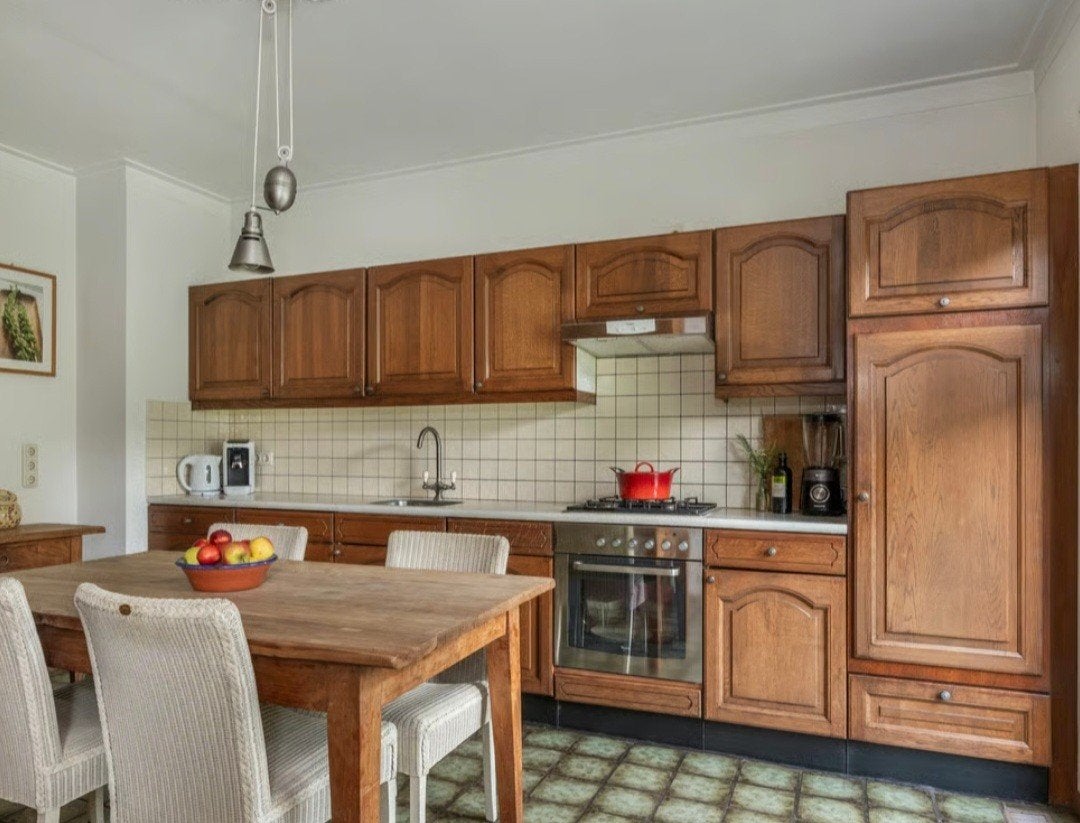 houten keuken, Ophalen, Gebruikt, Bruin, Enkelwandige keuken