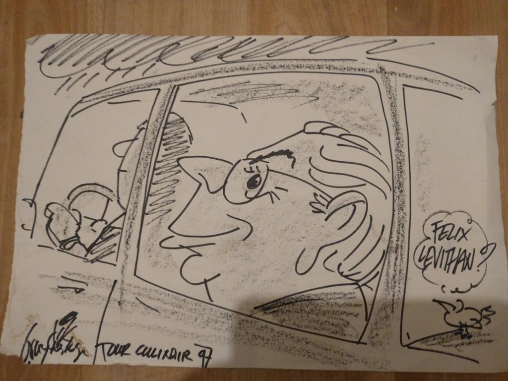 Dik Bruynesteyn karikatuur: Felix Levithan. Original 1997, Antiek en Kunst, Ophalen of Verzenden