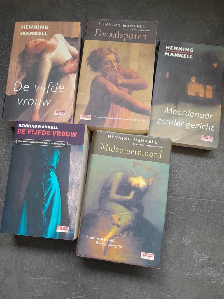5 Henning Mankell boeken: De vijfde vrouw, Dwaalsporen e.a., Ophalen of Verzenden, Gelezen, Henning Mankell