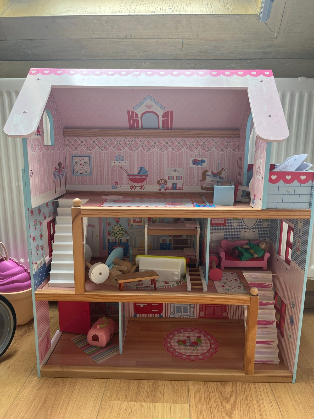 Groot Houten Poppenhuis met Meubels, Ophalen, Gebruikt, Overige typen