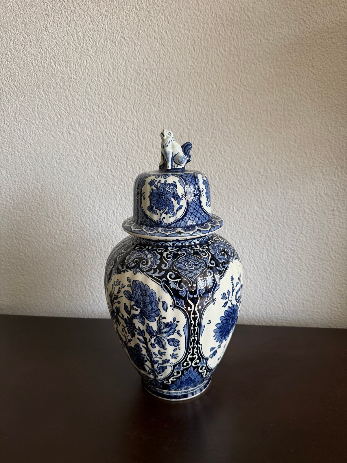 Prachtige antieke Delfts Blauw Dekselvaas Gemberpot, Antiek en Kunst, Ophalen of Verzenden