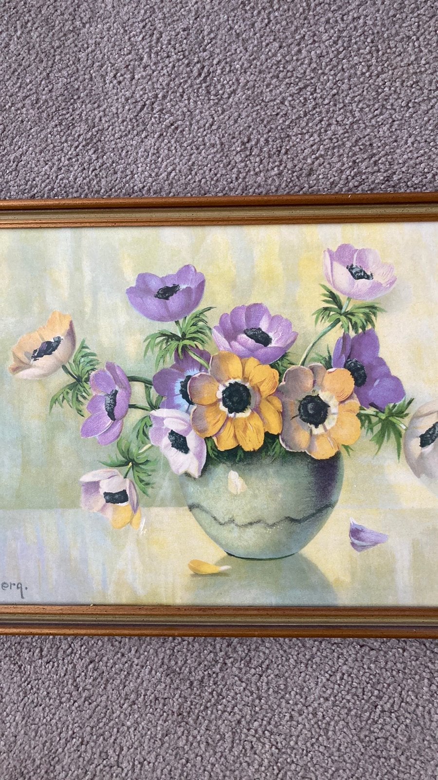 Anemonen schilderijtje hs Schallenberg, Antiek en Kunst, Kunst | Schilderijen | Klassiek, Ophalen of Verzenden