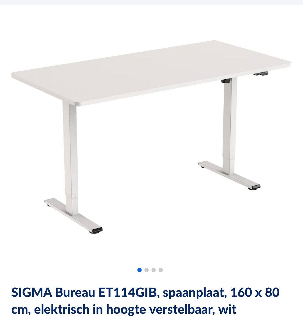 Sigma Bureau 160x80 wit electrisch verstelbaar, Huis en Inrichting, Bureaus, Ophalen, 160 cm, Spaanplaat of MDF, Zo goed als nieuw