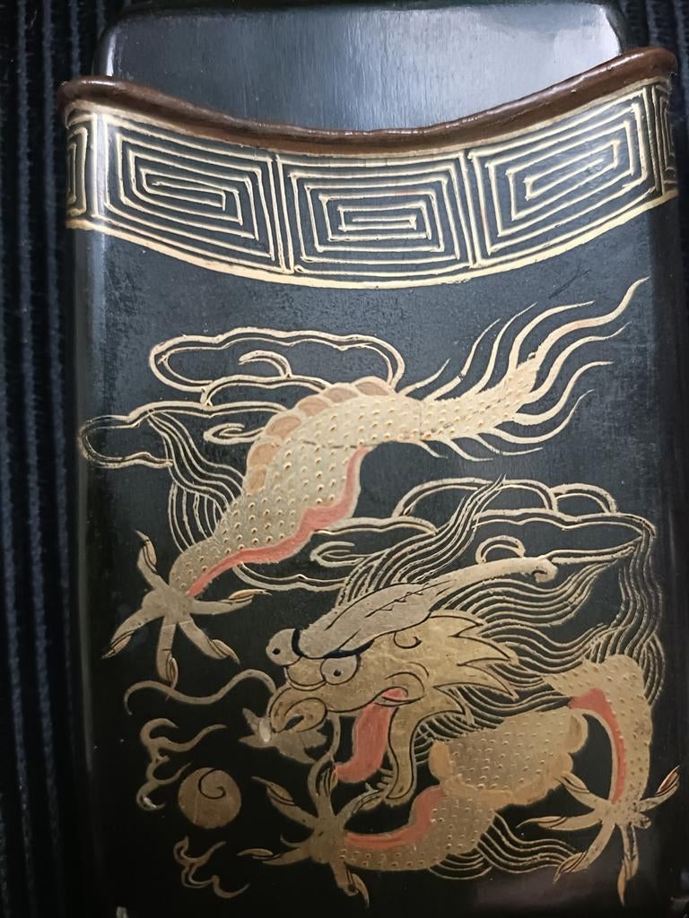 Antiek Chinees visitekaart doosje lakwerk, Antiek en Kunst, Ophalen of Verzenden