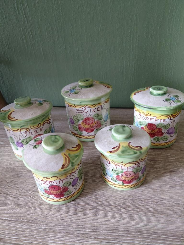 Vintage Italiaanse voorraadpotten set - Grifo Deruta, Ophalen of Verzenden