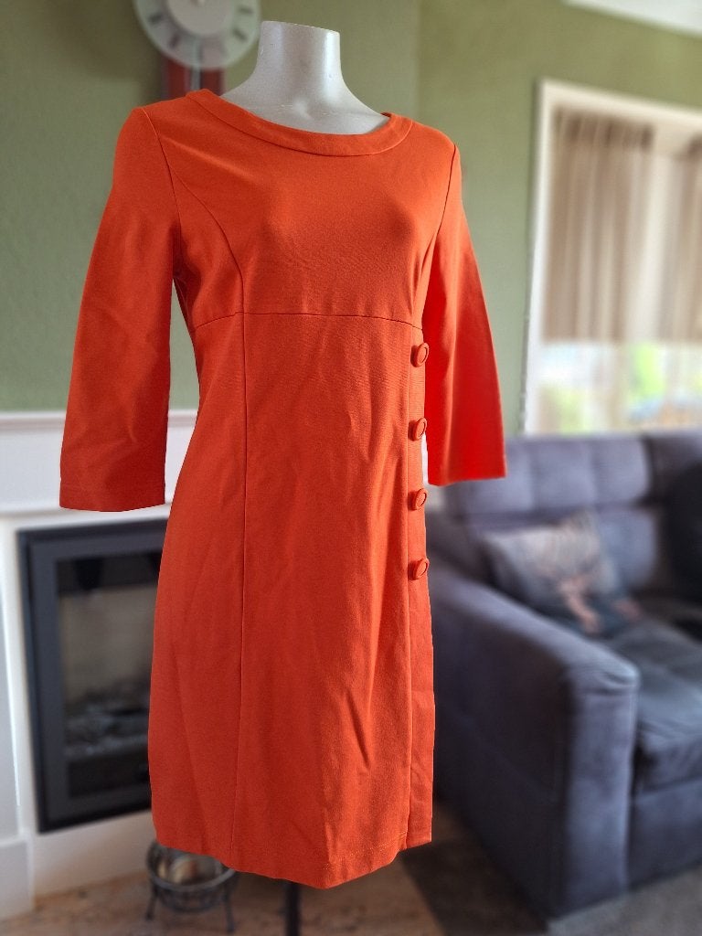 Caroline Biss oranje knopen jurk mt 42, Kleding | Dames, Jurken, Verzenden, Maat 42/44 (L), Oranje, Zo goed als nieuw
