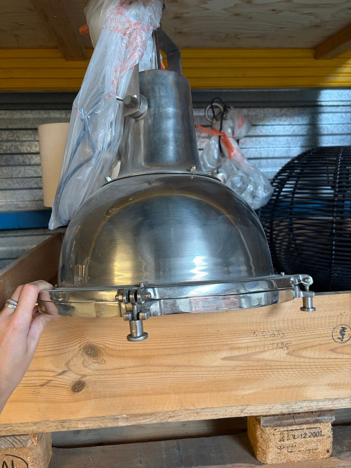 2 Industriële hanglampen, geborsteld aluminium, Ophalen