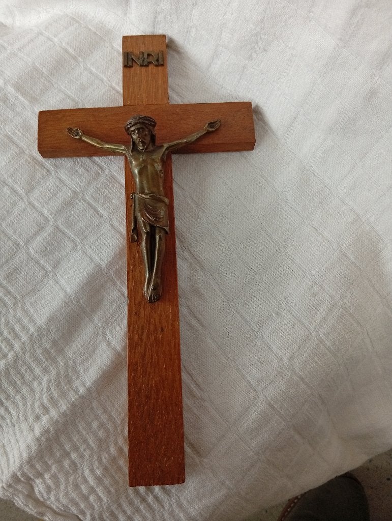 Houten kruis met corpus, Ophalen of Verzenden, Gebruikt, Overige typen, Christendom | Katholiek