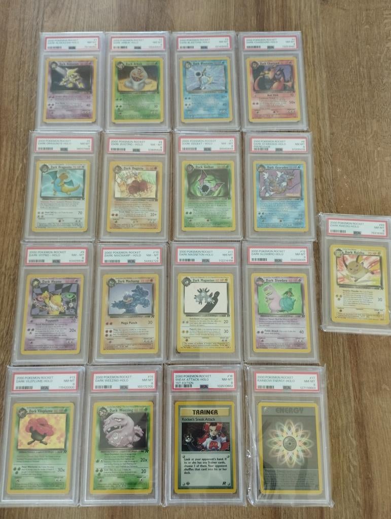 Complete Team Rocket Holo Pokemon kaarten Set PSA8 NM, Ophalen of Verzenden, Zo goed als nieuw, Meerdere kaarten