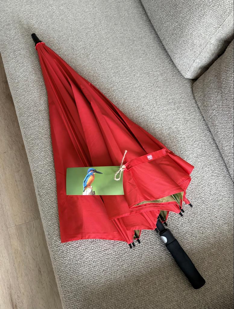 Nog 1 Rode paraplu met ijsvogeltje -NIEUW!!!!, Ophalen, Nieuw, Rood