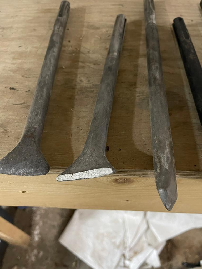 Set van 6 SDS Max beitels, Doe-het-zelf en Verbouw, Gereedschap | Handgereedschap, Ophalen, Gebruikt