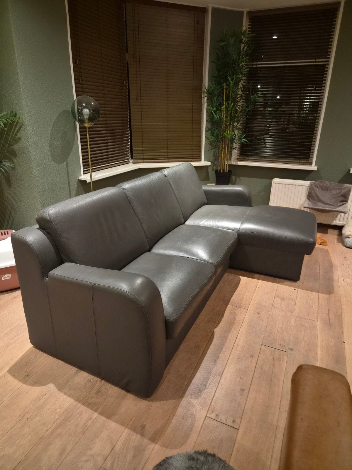 leren hoekbank (chaise longue), Huis en Inrichting, Ophalen, Gebruikt, Leer