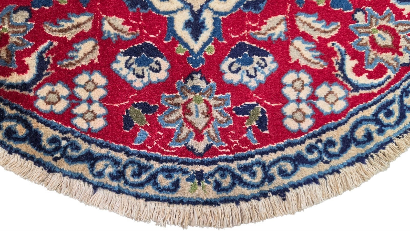 Handgeknoopt Perzisch rond wol Naïn vintage tapijt 80x80cm, Huis en Inrichting, Stoffering | Tapijten en Kleden, 50 tot 100 cm