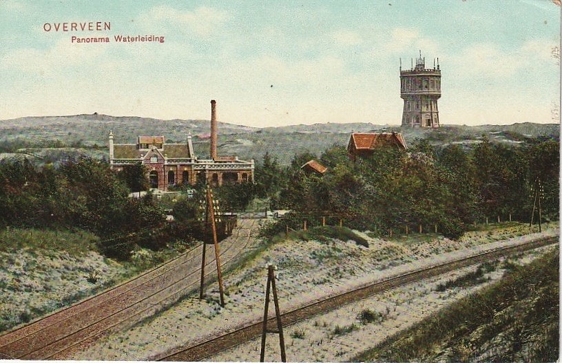 Overveen panorama waterleiding  watertoren, Ophalen of Verzenden, Voor 1920, Ongelopen, Noord-Holland