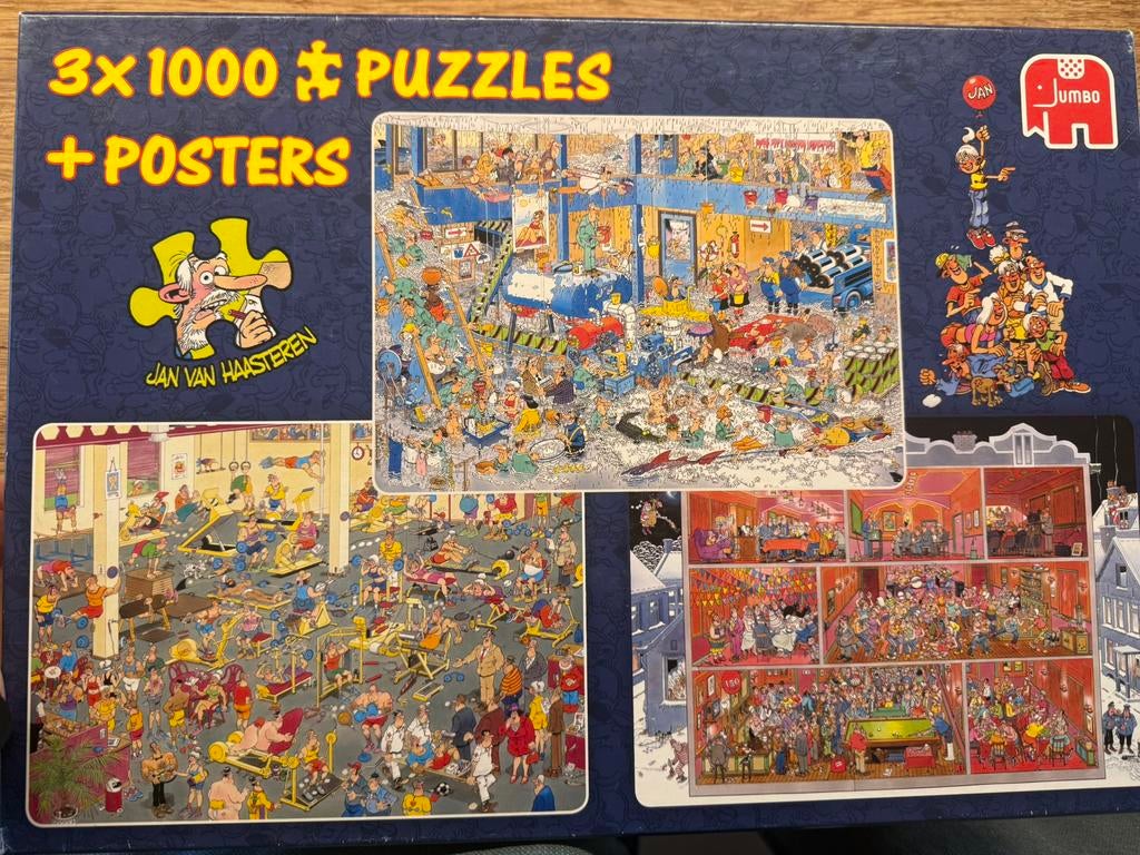 Jan van Haasteren 3 x 1000 stukjes, Hobby en Vrije tijd, Denksport en Puzzels, Ophalen of Verzenden, 500 t/m 1500 stukjes, Zo goed als nieuw