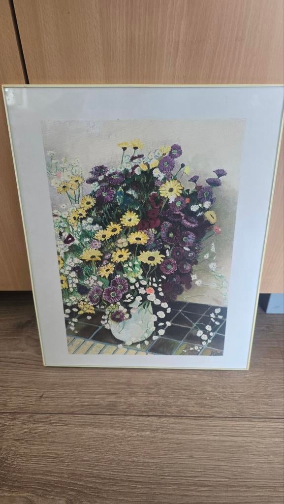 Schilderij met bloemenboeket - gesigneerd A. Smit, Antiek en Kunst, Kunst | Schilderijen | Modern, Ophalen of Verzenden