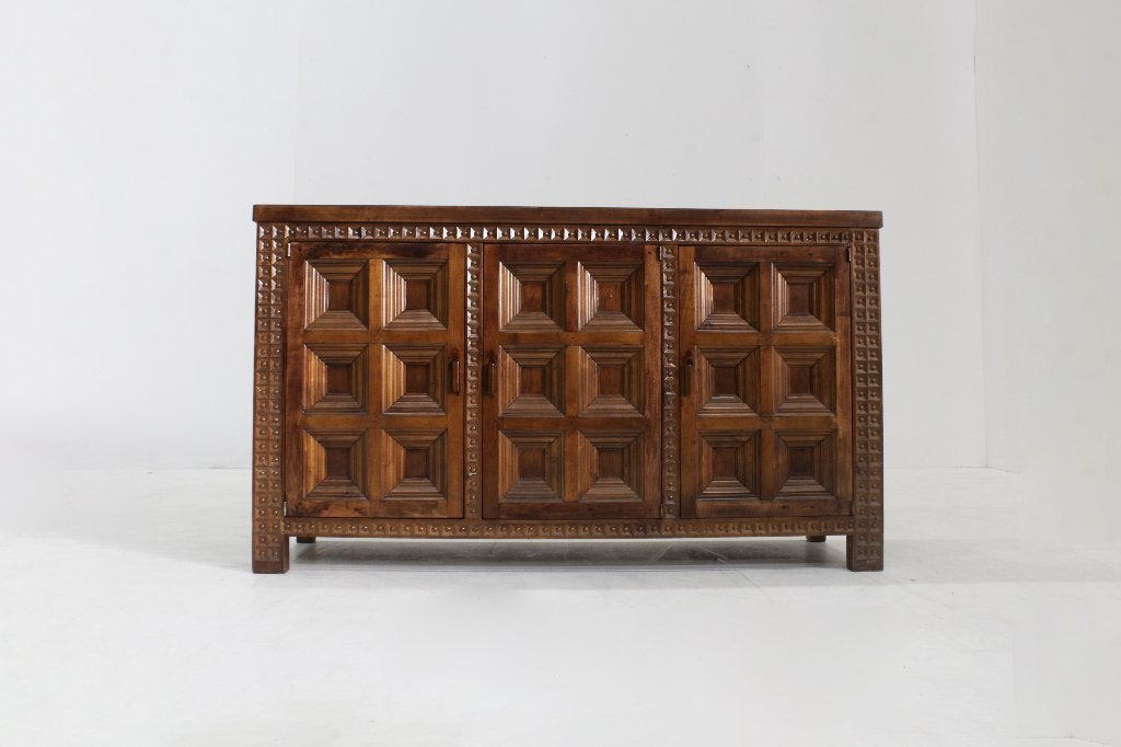 Vintage Spaans Brutalist Sideboard dressoir, Design, Ophalen of Verzenden, 25 tot 50 cm, Overige houtsoorten